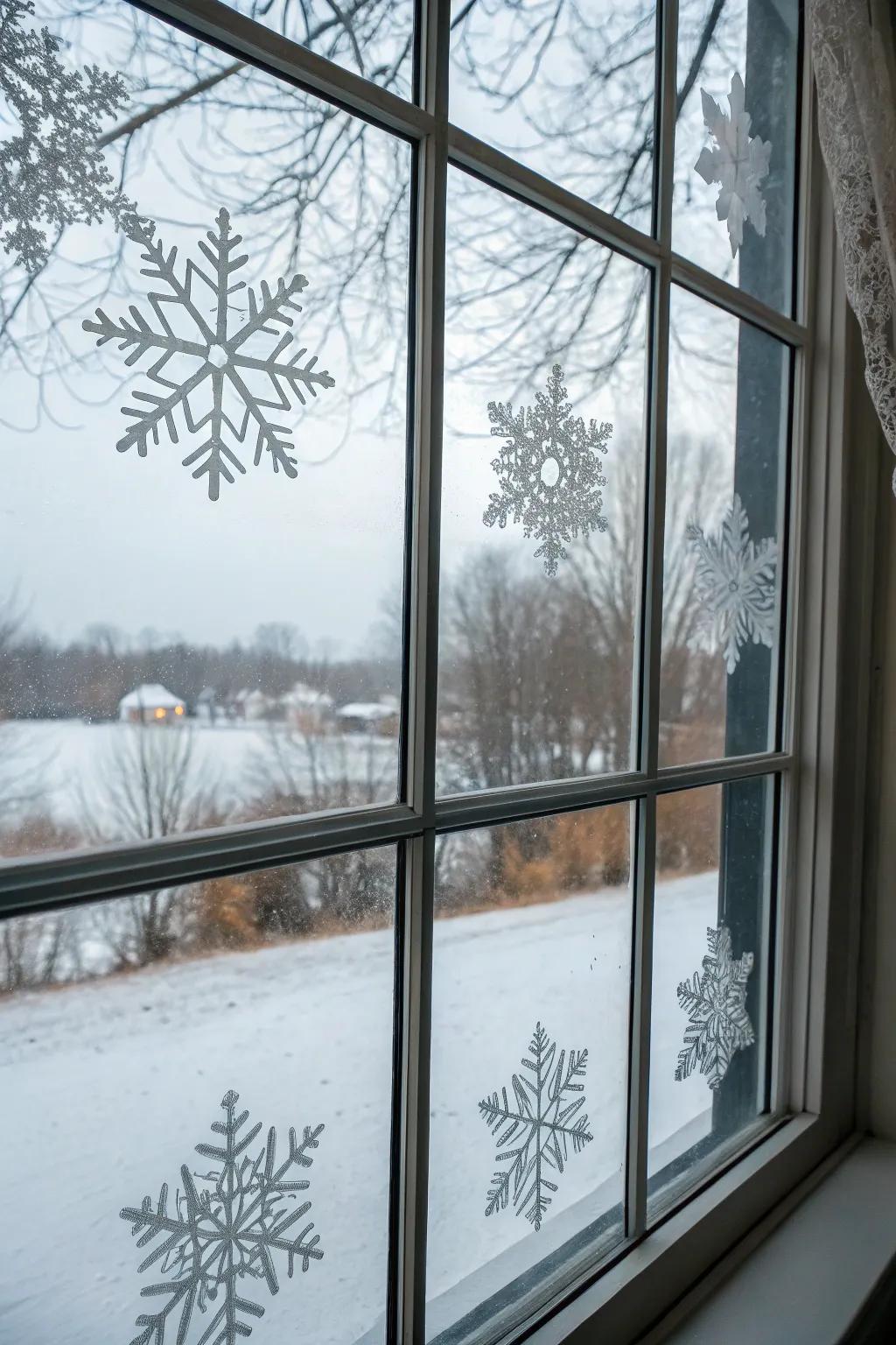 Add a touch of winter magic with frosted window designs.