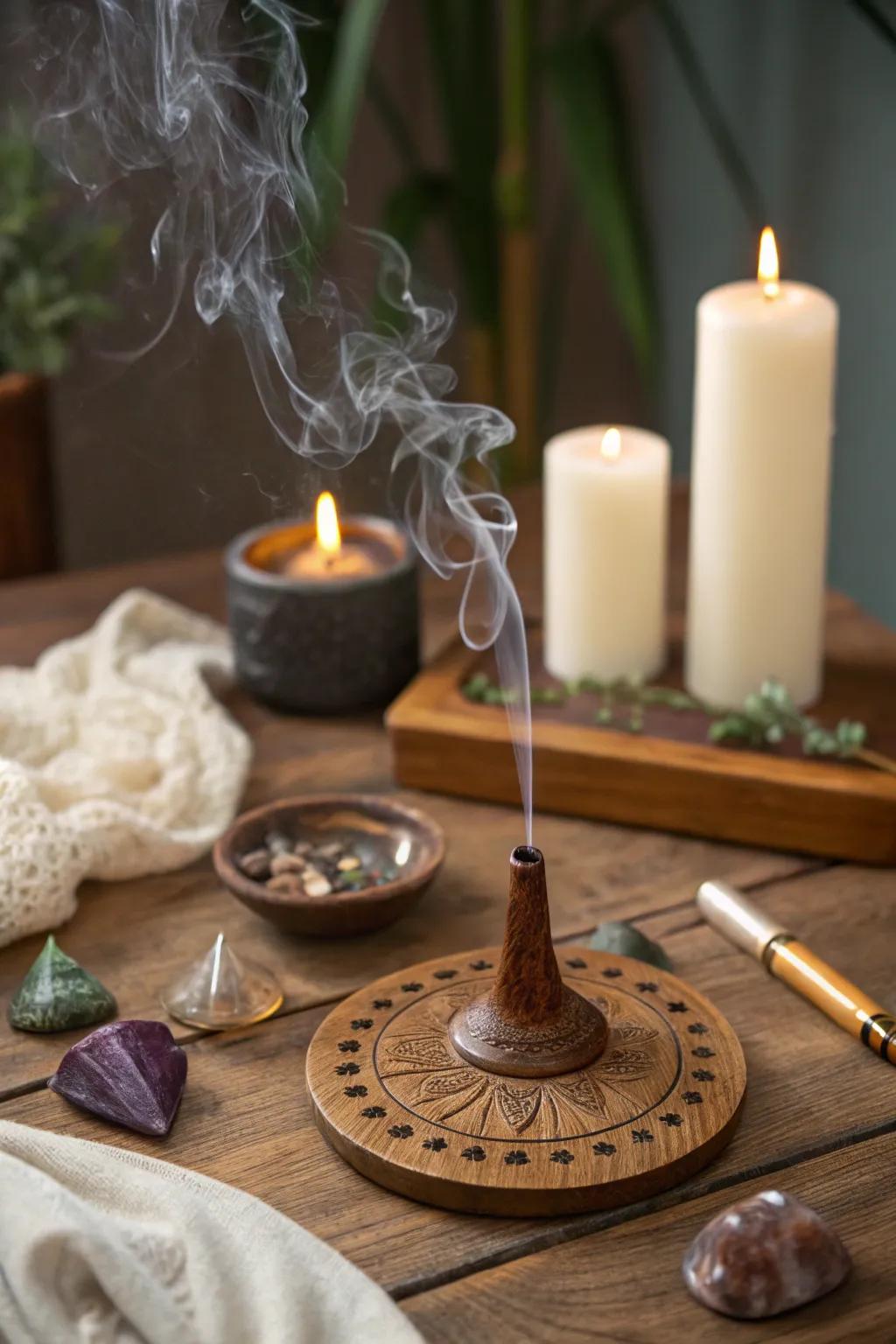Incense creating an aromatic and mystical environment.