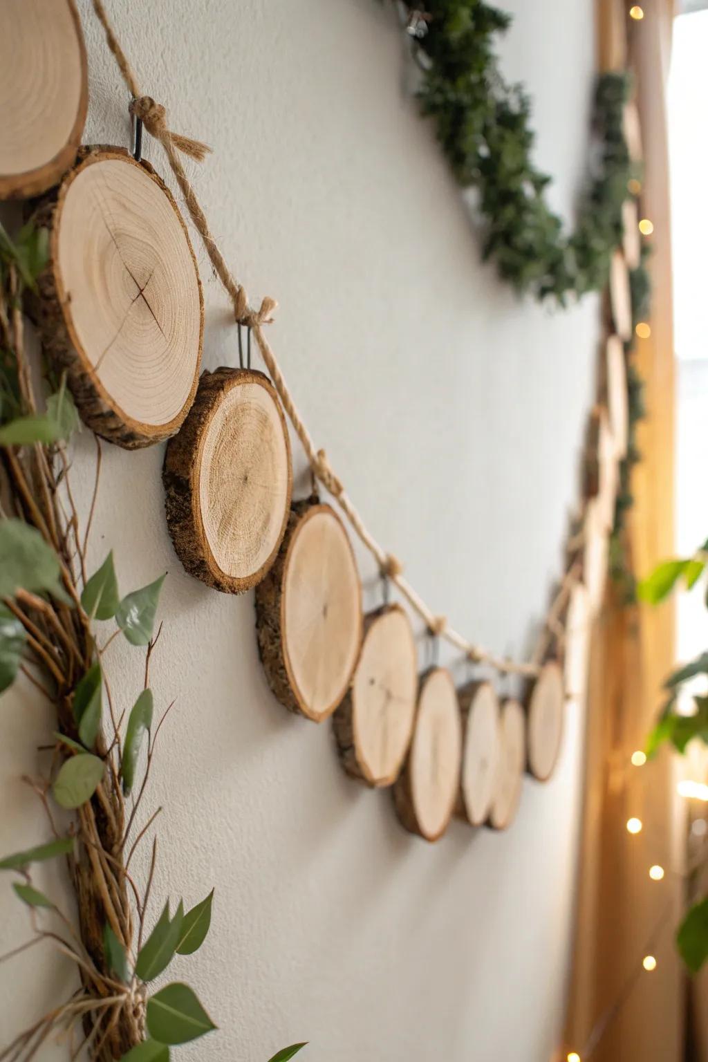 Add a touch of rustic charm with a handcrafted wood slice garland—perfect for any festive occasion!