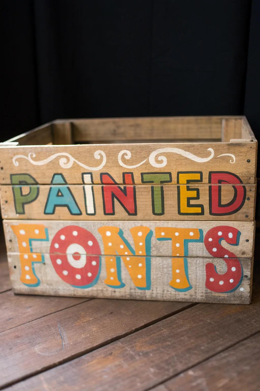 Unleash your creativity with a splash of typography fun on a handcrafted wooden crate!
