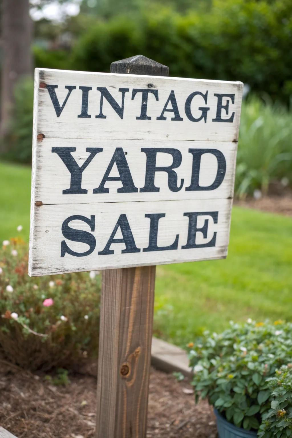 Craftsmanship at its finest: Bold black on white for a standout yard sale sign.