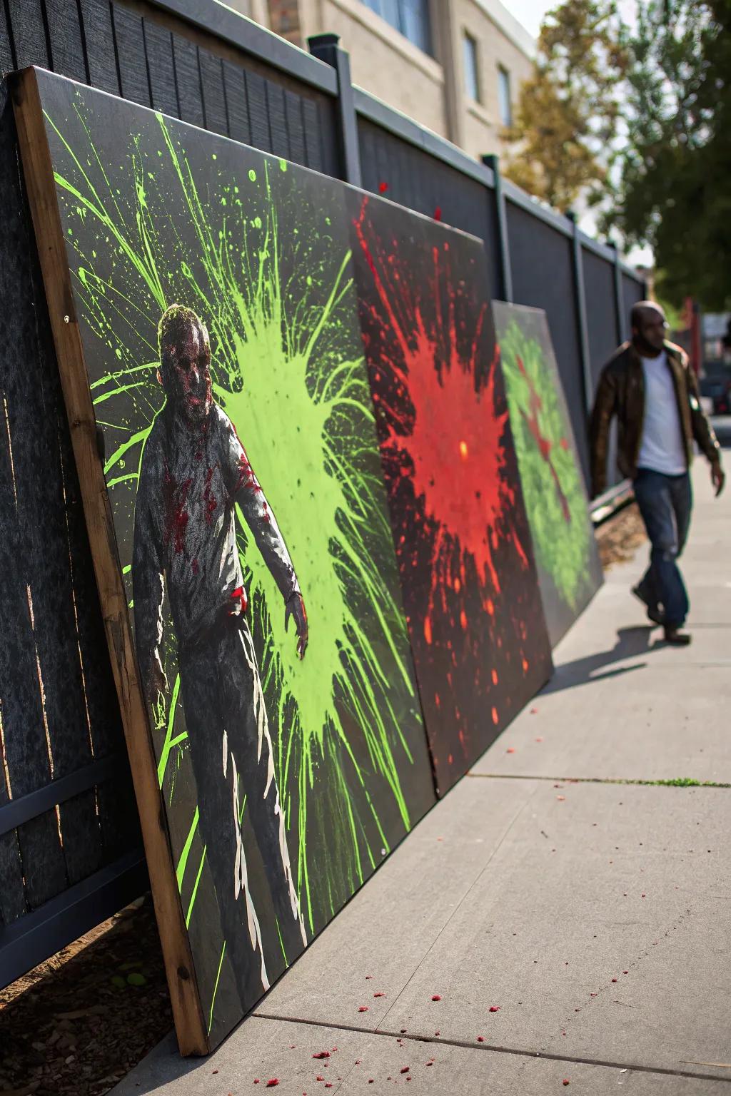 Unleash your inner artist with this bold zombie-themed wall art, blending horror with handcrafted creativity.