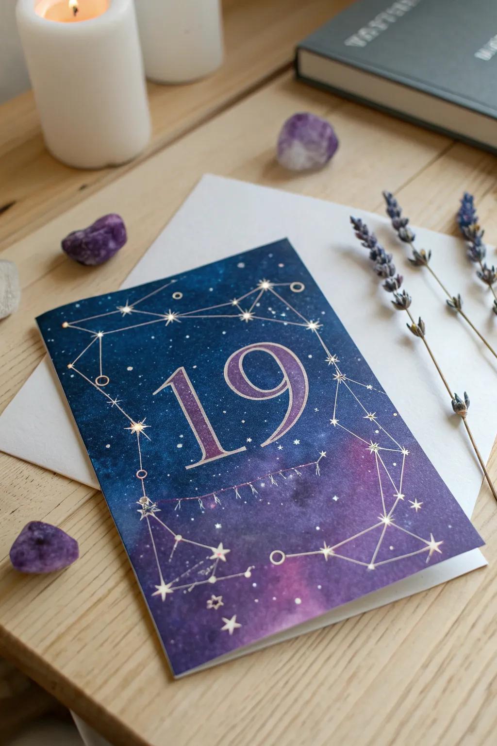 Take their birthday wishes to the stars with this enchanting galaxy-inspired card.