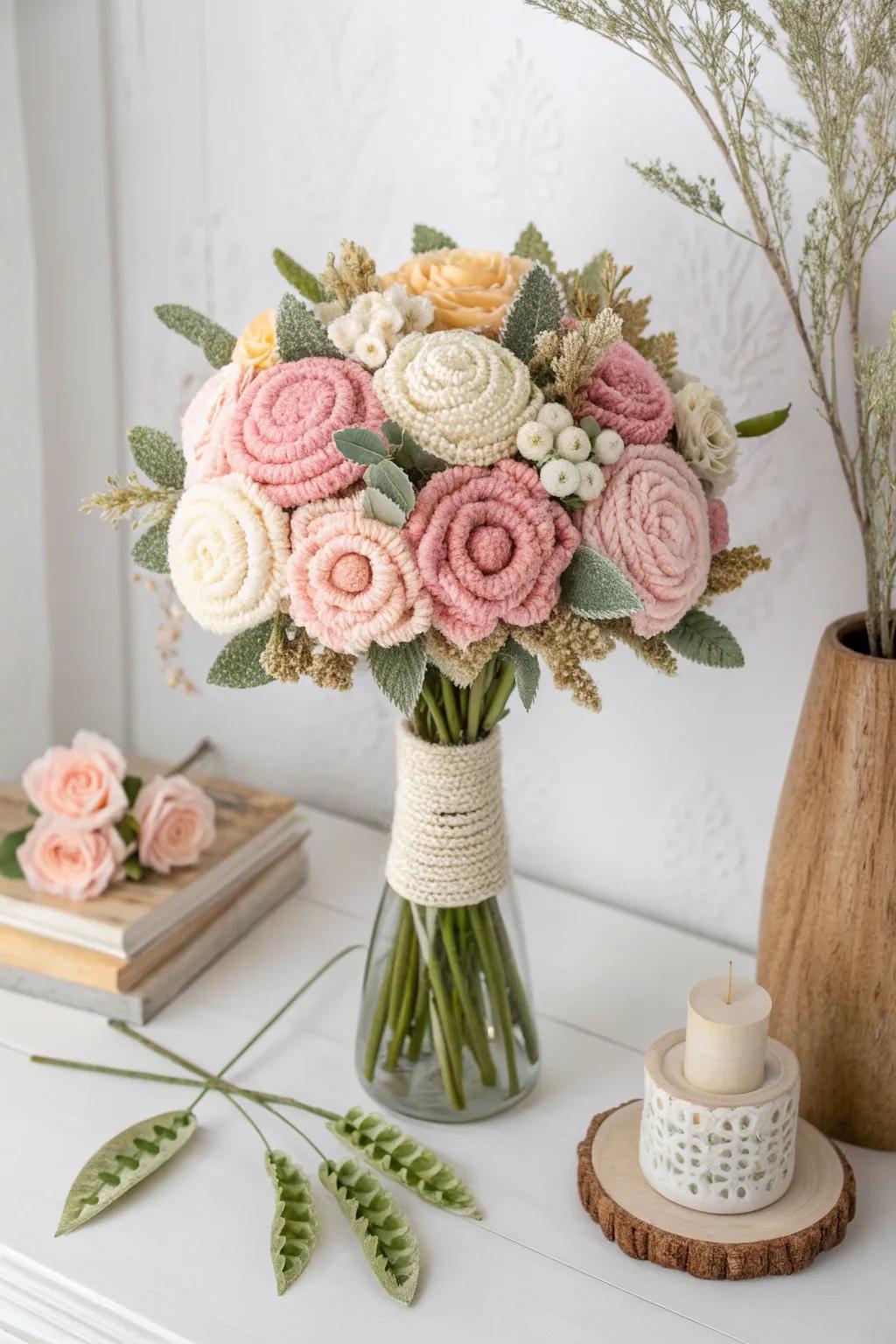 A timeless crochet bouquet that captures the art of love, perfect for an everlasting anniversary keepsake.