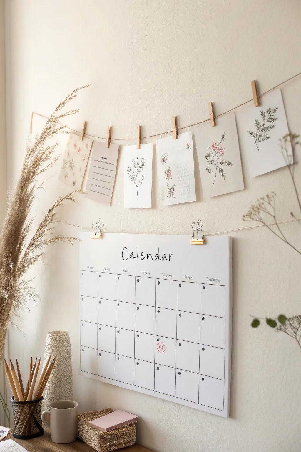 Stay organized and inspired with this minimalist whiteboard calendar. Perfect for adding a touch of functionality and elegance to your space.