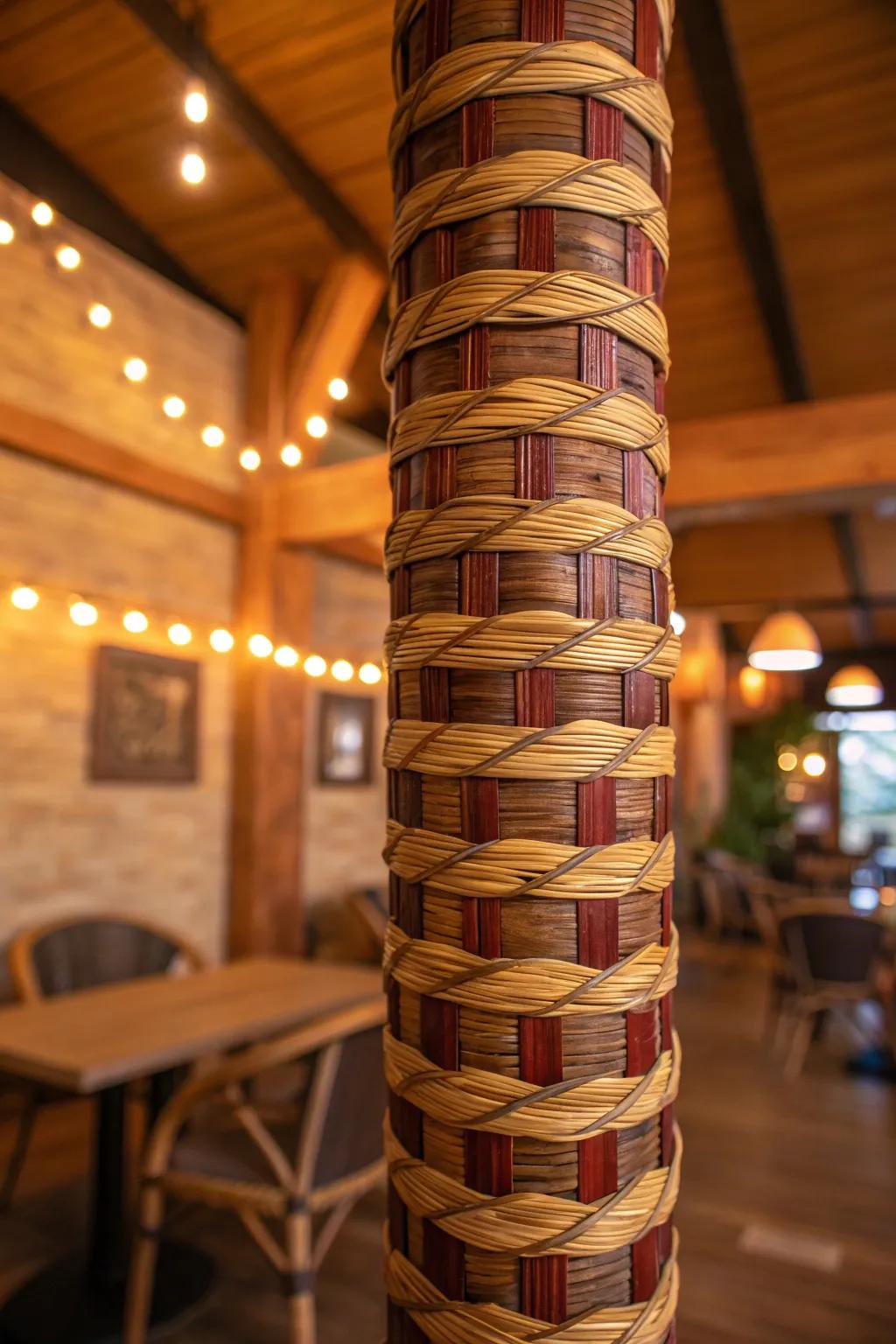 Transform your space with the timeless charm of a woven basket pole wrap.