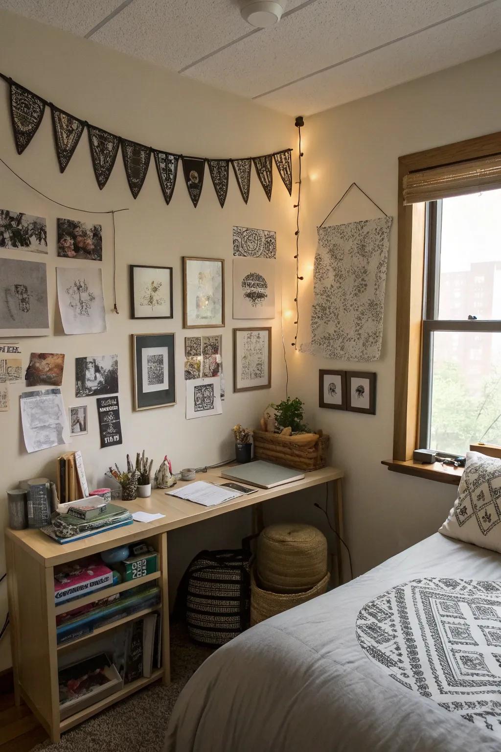 DIY art adds a personal touch.