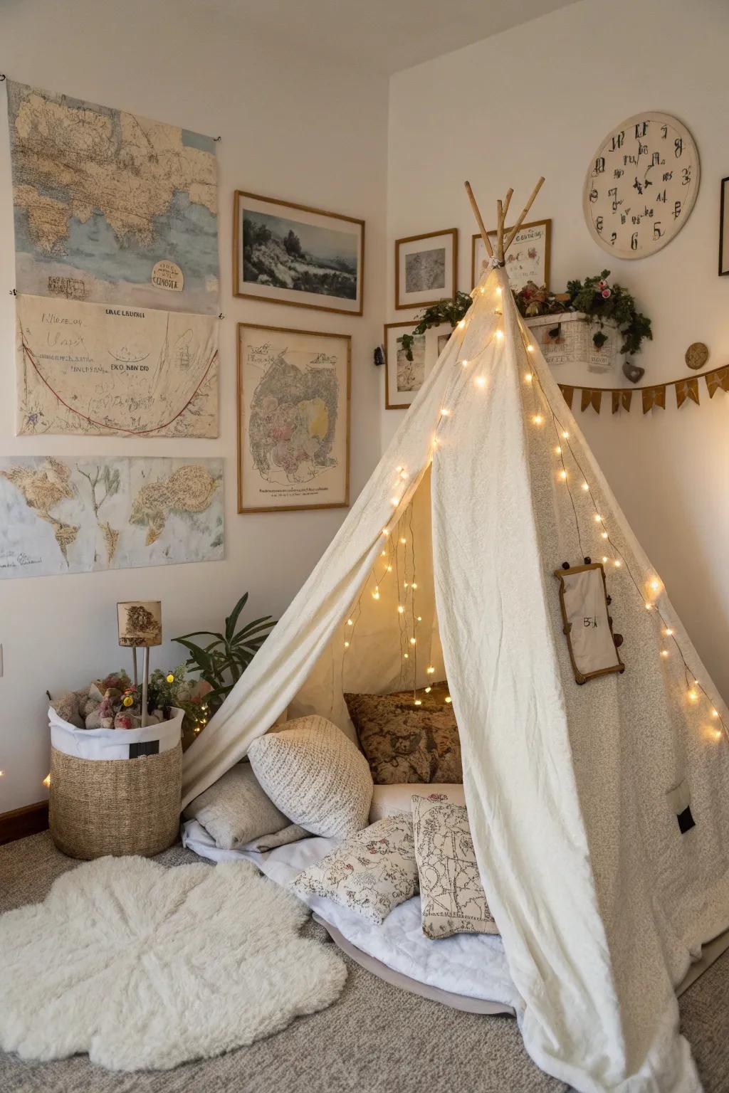 Embark on a journey from the comfort of your cozy blanket fort, where every corner tells a story of your travels.