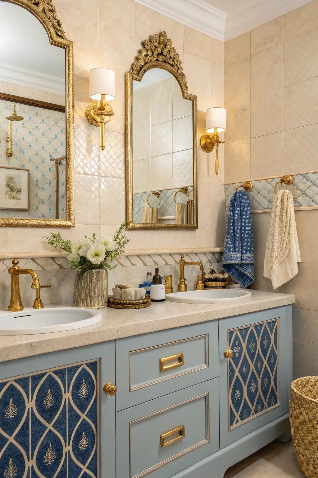 Elevate your bathroom with luxurious gold highlights.