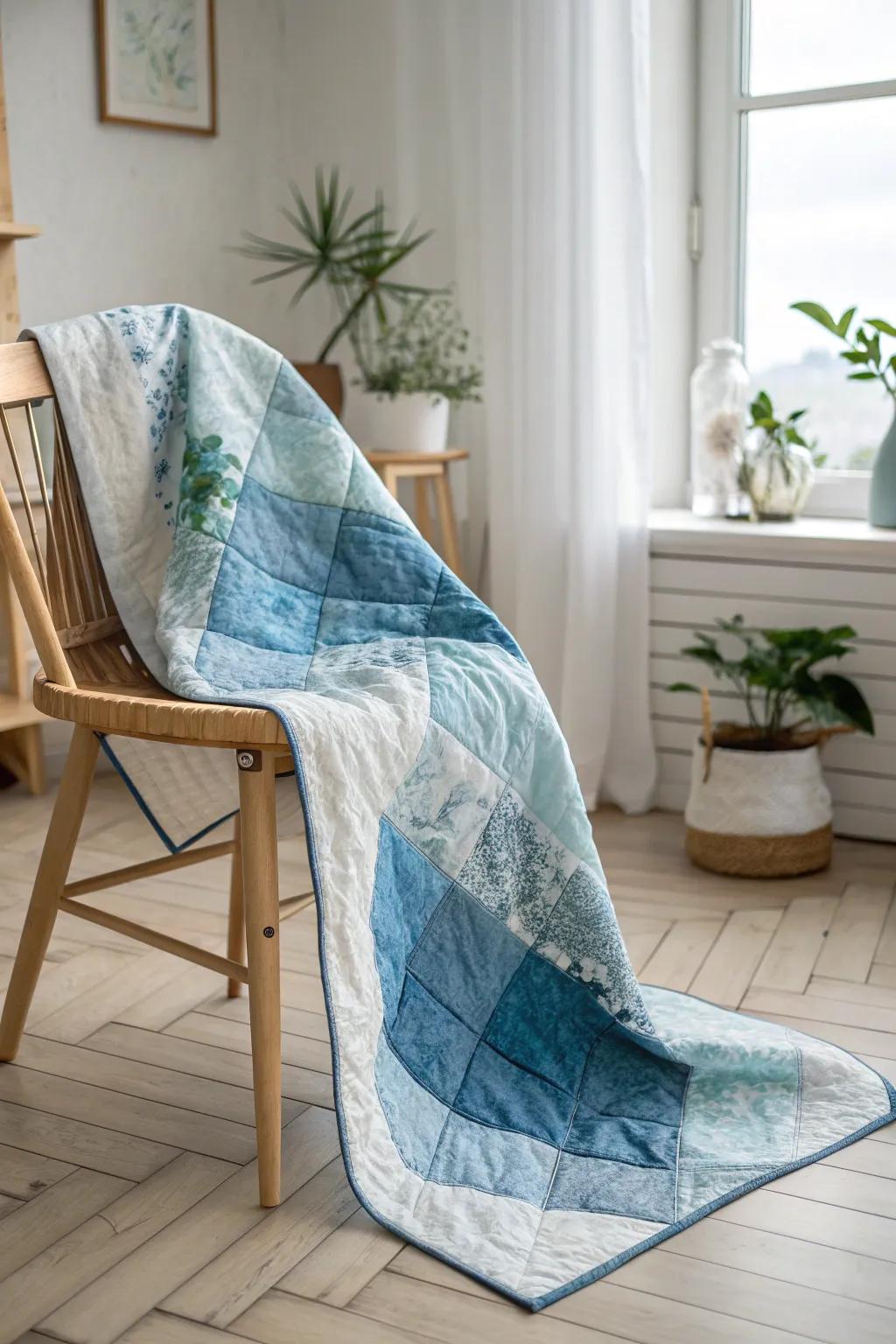 Unwind in the calming embrace of 'Whimsical Watercolor'—a quilt where art meets comfort.