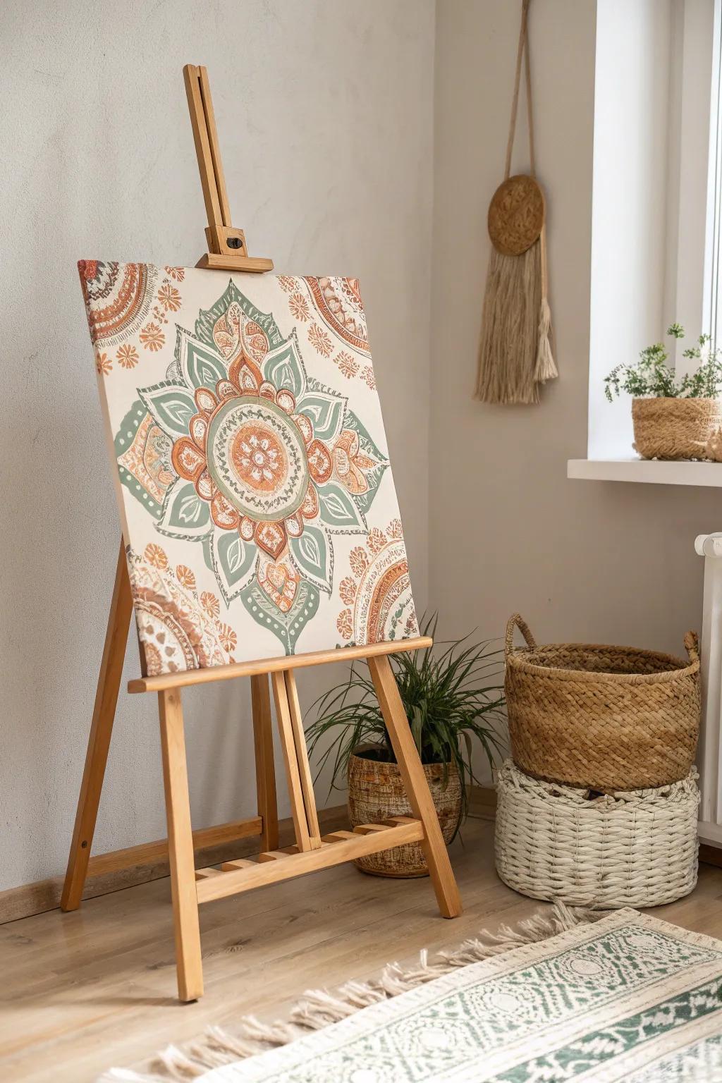 Unleash your inner wanderlust with boho patterns on canvas—where simplicity meets intricate beauty.