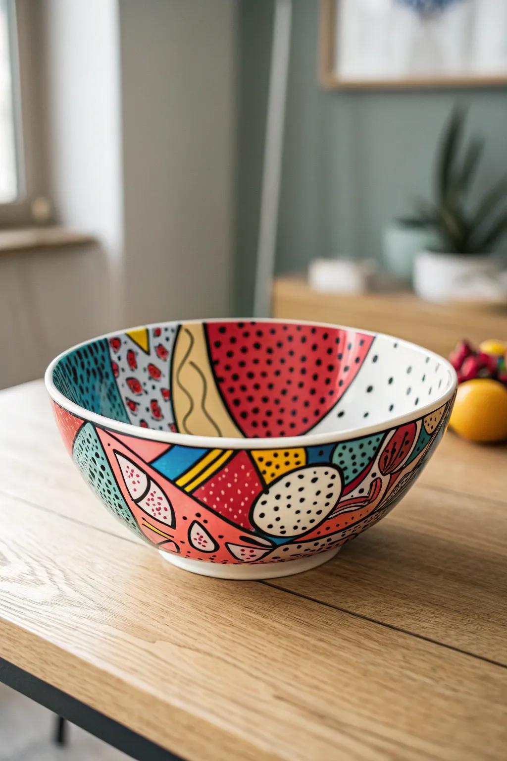 Add a splash of fun to your kitchen with this pop art-inspired ceramic bowl – where playful design meets minimalist elegance.