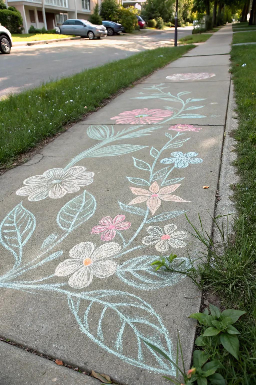 Bring nature to the city with a stunning chalk-drawn flower garden!