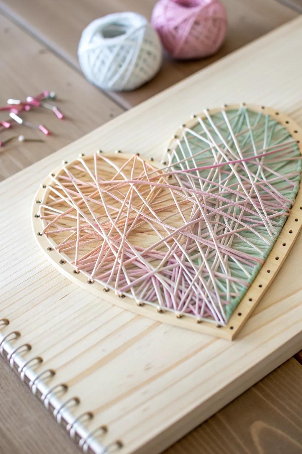 Find tranquility in the art of crafting with this stunning DIY string art heart. 🧶❤️ #CraftNightInspiration #StringArtLove