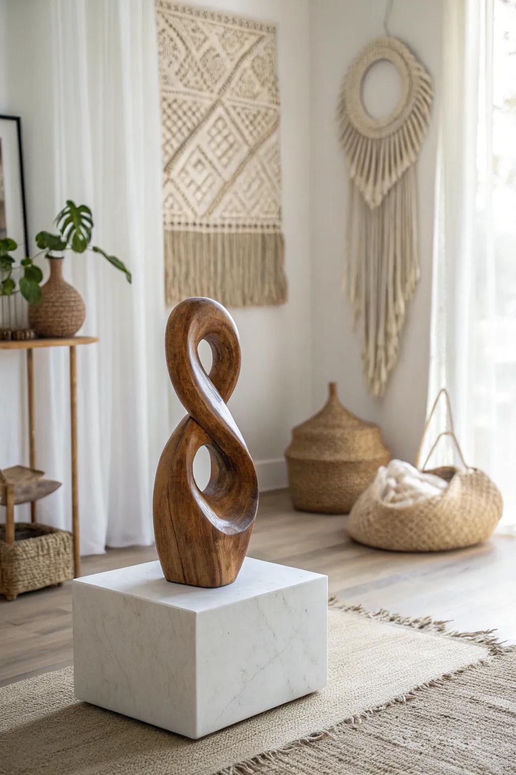 Embrace the art of simplicity with this stunning abstract sculpture, a perfect blend of Scandinavian minimalism and boho charm.