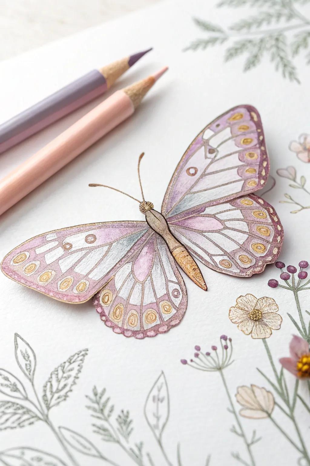 Elegant simplicity: A delicate butterfly sketch that flutters into your heart.
