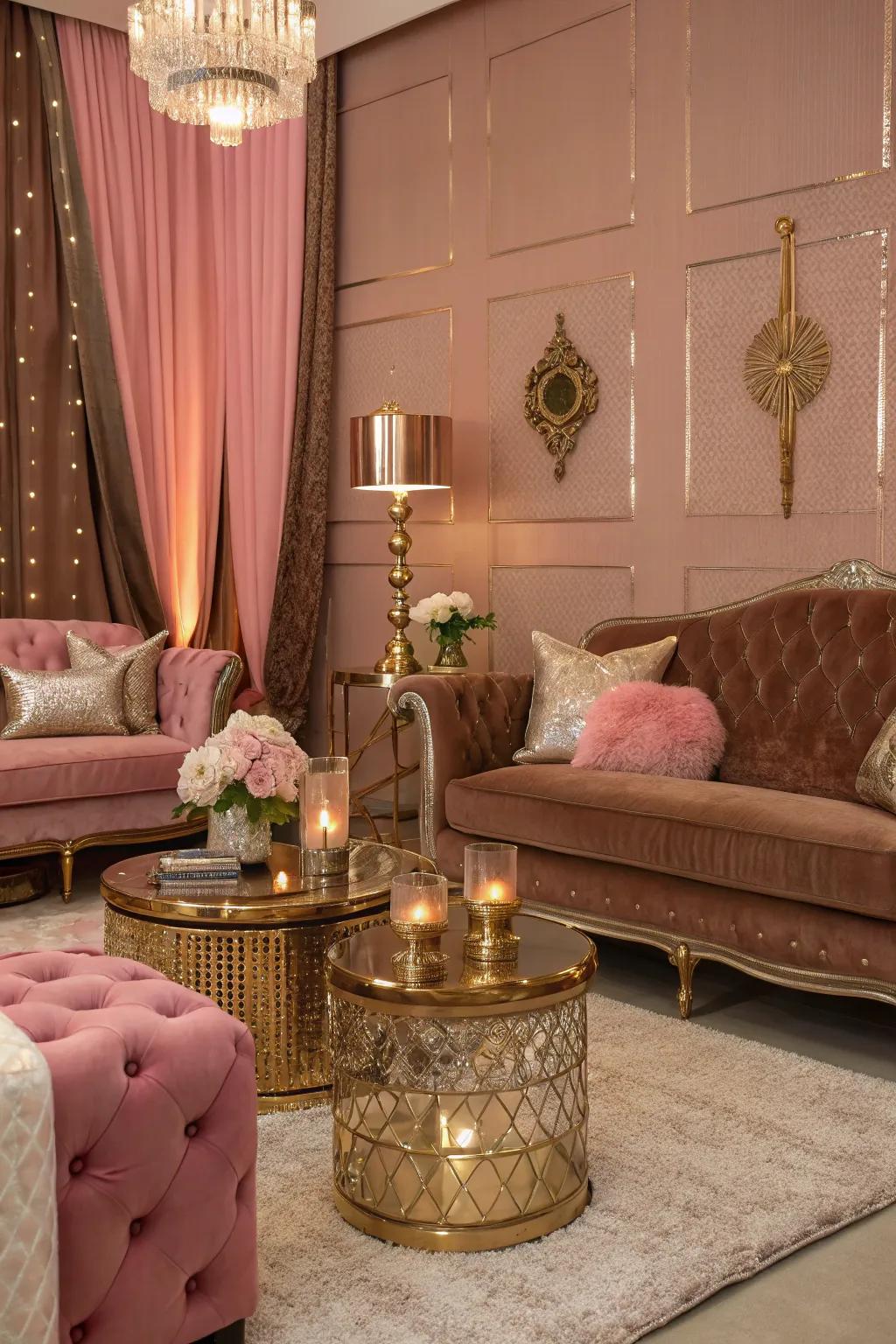 Metallic touches enhancing luxury and style.