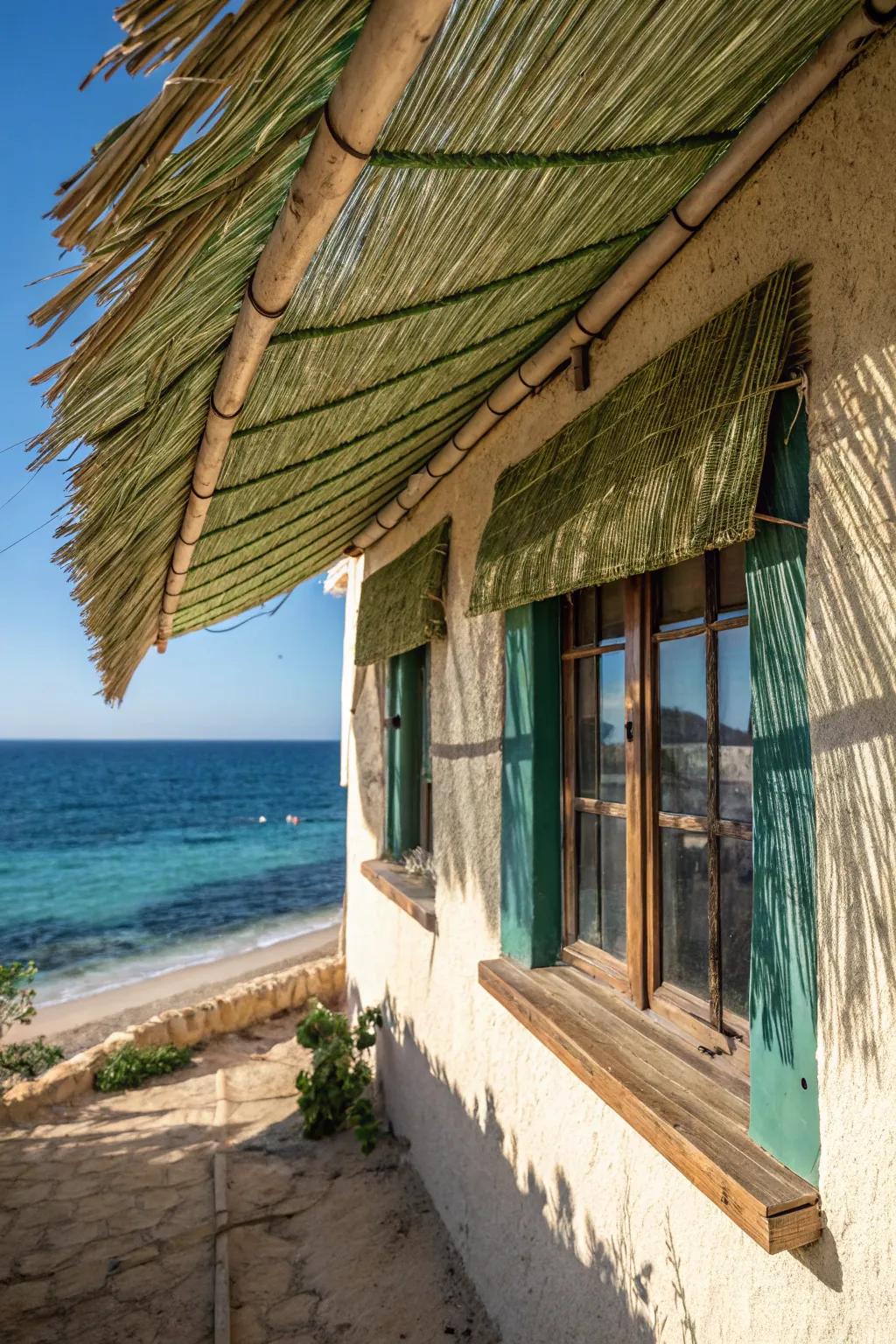 Transform your space with a touch of the tropics: Natural Reed Awning.