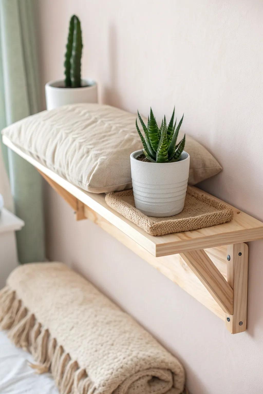 Create a serene zen retreat for your feline friend with this minimalist cat shelf idea.