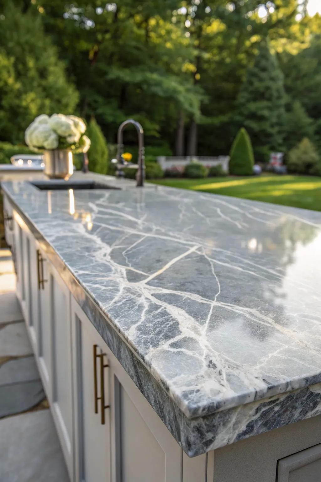 Elevate your outdoor space with the timeless beauty and durability of quartzite countertops.