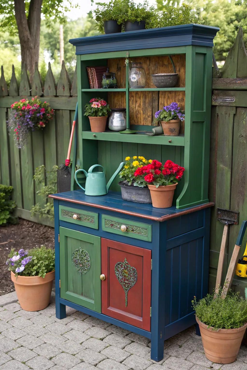 Revitalize your garden with a bold and vibrant potting station transformation!