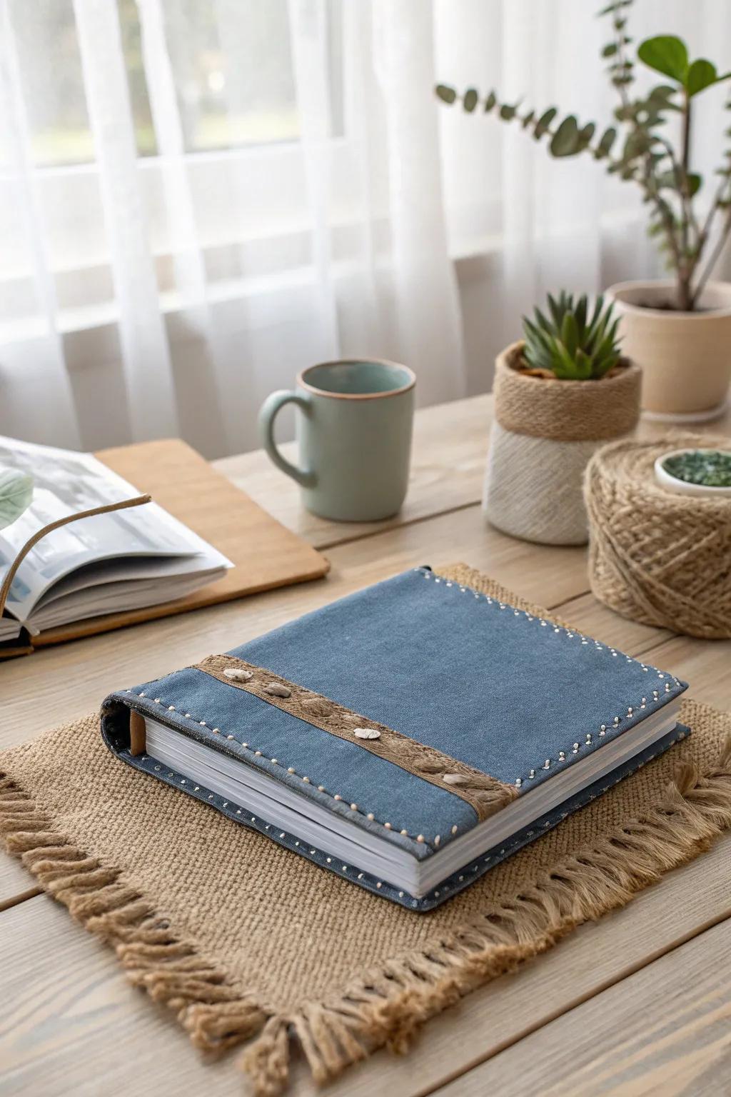 Transform old denim into a charming photo album cover that exudes casual elegance and durability. #DIYAlbum #ScandiBoho