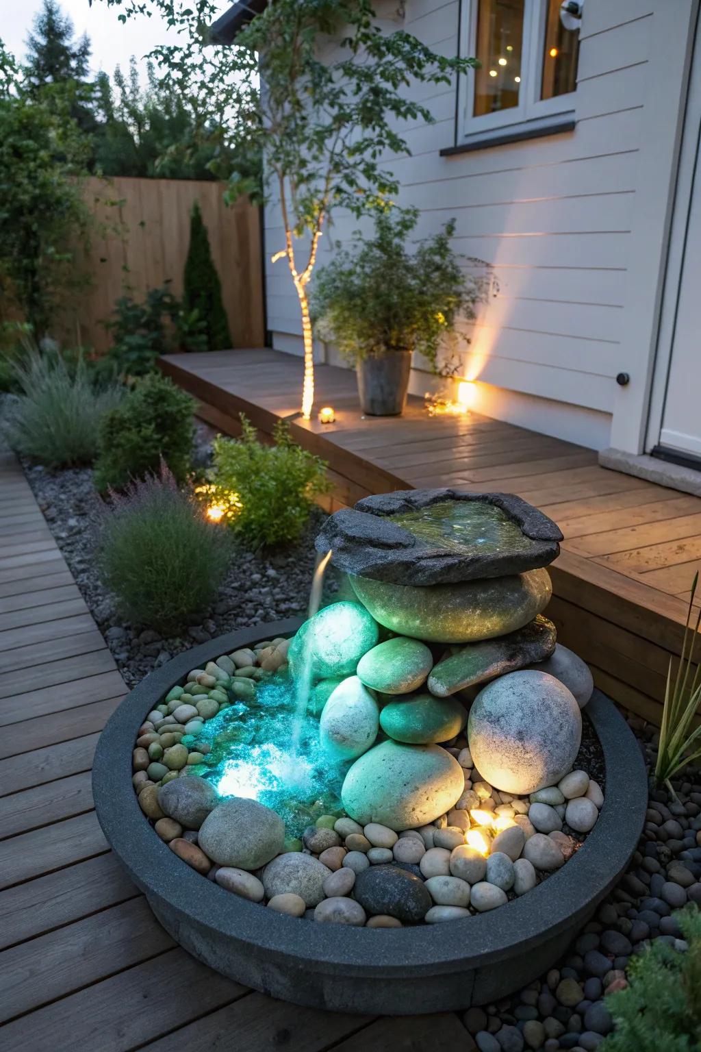 Transform your garden into an enchanting oasis with a glow-in-the-dark rock fountain. Embrace the magic of simplicity and natural beauty.