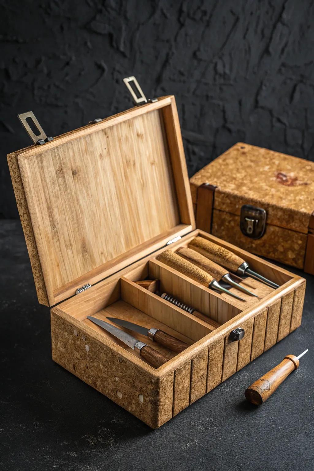 Sustainable style meets craftsmanship: Elevate your DIY projects with this eco-friendly tool box.
