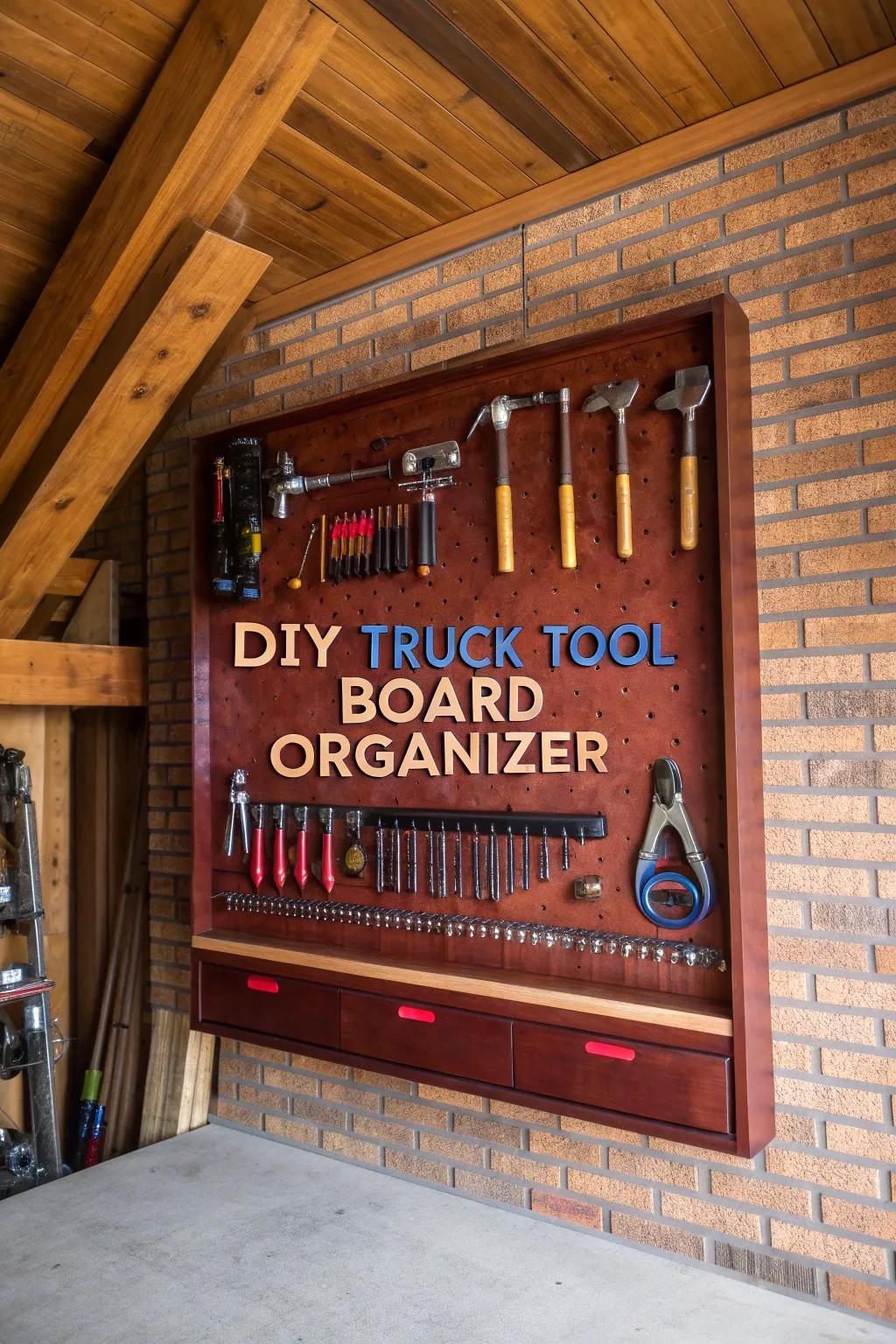 Transform your truck with a custom tool board that blends craftsmanship with functionality. See every tool at a glance!