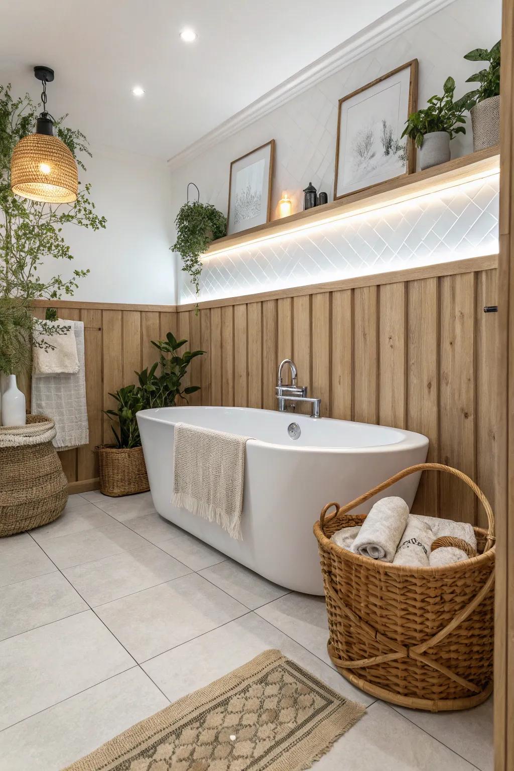 Elevate your bathroom with custom paneling for a touch of vintage charm and modern simplicity.
