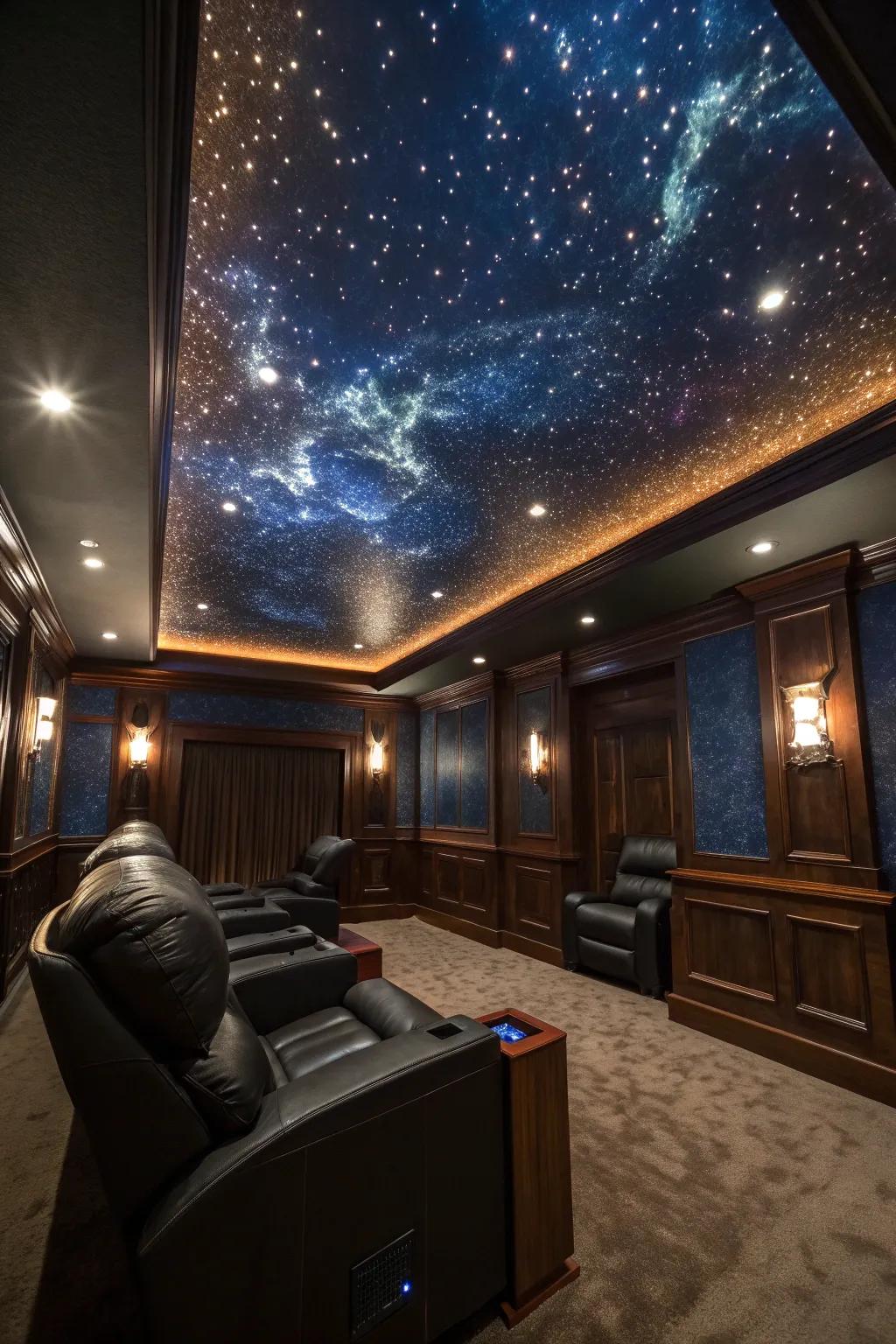 Transform your media room into a celestial wonderland with a fiber optic ceiling that brings the night sky indoors.