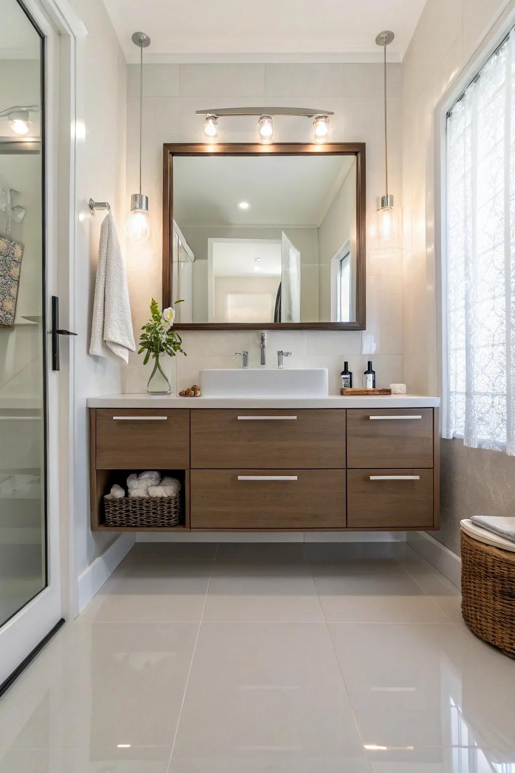 Floating vanities enhance both aesthetics and cleanliness.