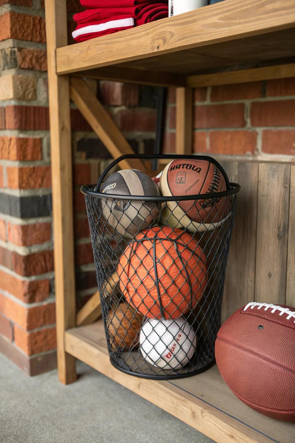 Organize with style: Elevate your garage with mesh baskets for breathable storage.