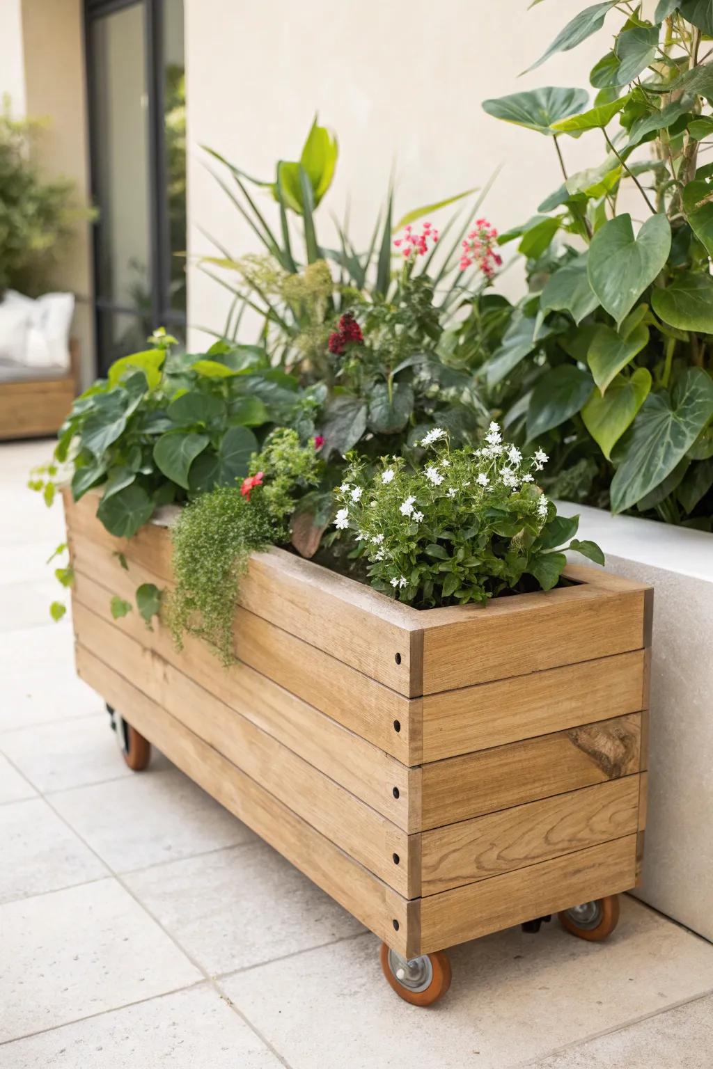 Embrace flexibility in your garden with stylish planters on wheels. Perfect for chasing the sun and changing your space with ease.