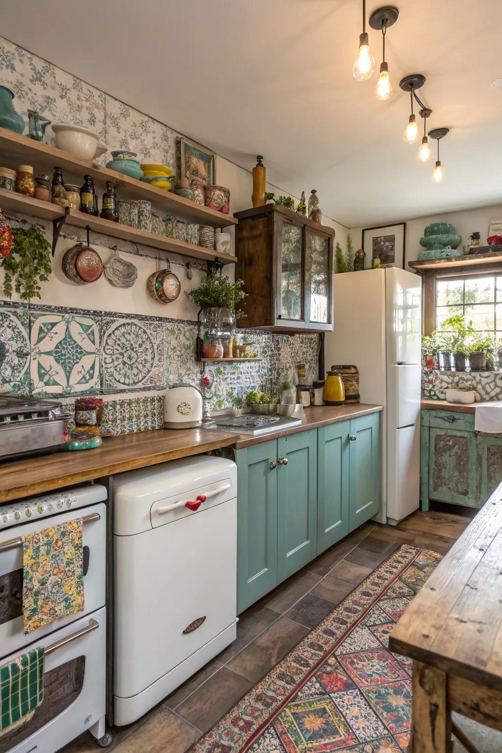 An eclectic mix of styles creating a personalized glam kitchen.