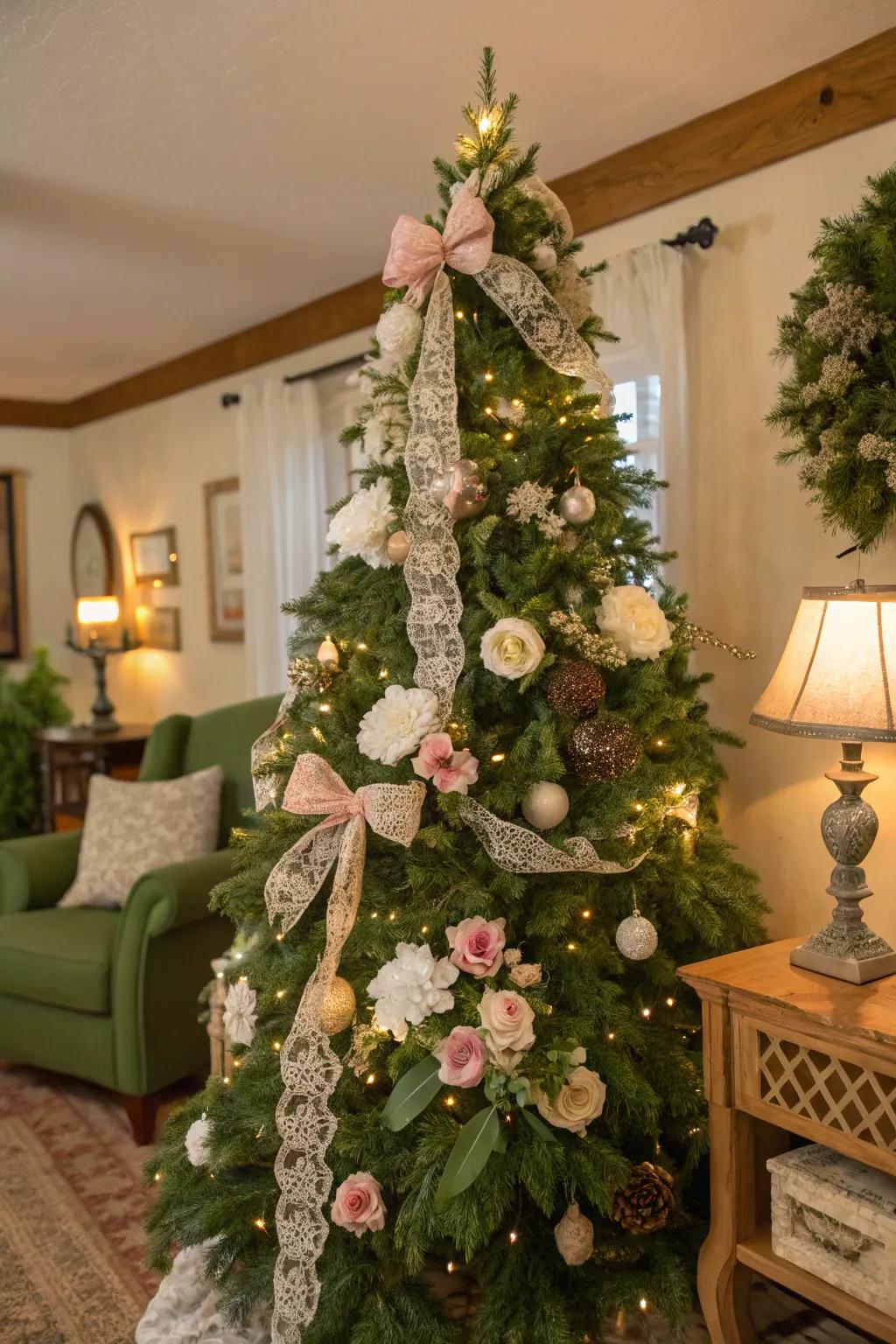 A charming cottage core Christmas tree that adds warmth and nostalgia.