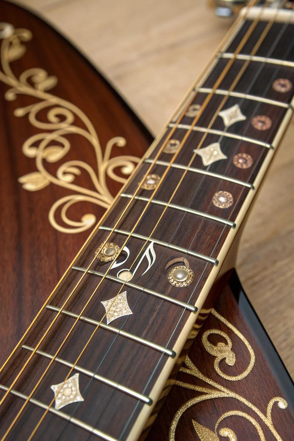 Strum your passion: Exquisite music note inlays for the discerning musician.