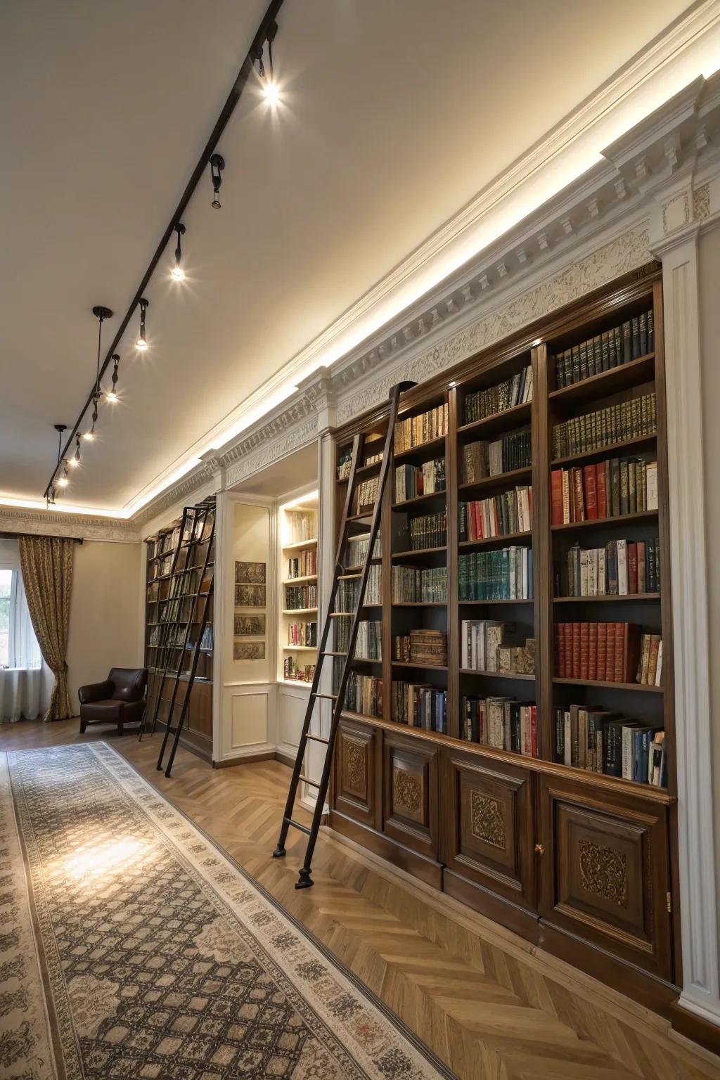Introduce innovation with magnetic track lighting in your home library.