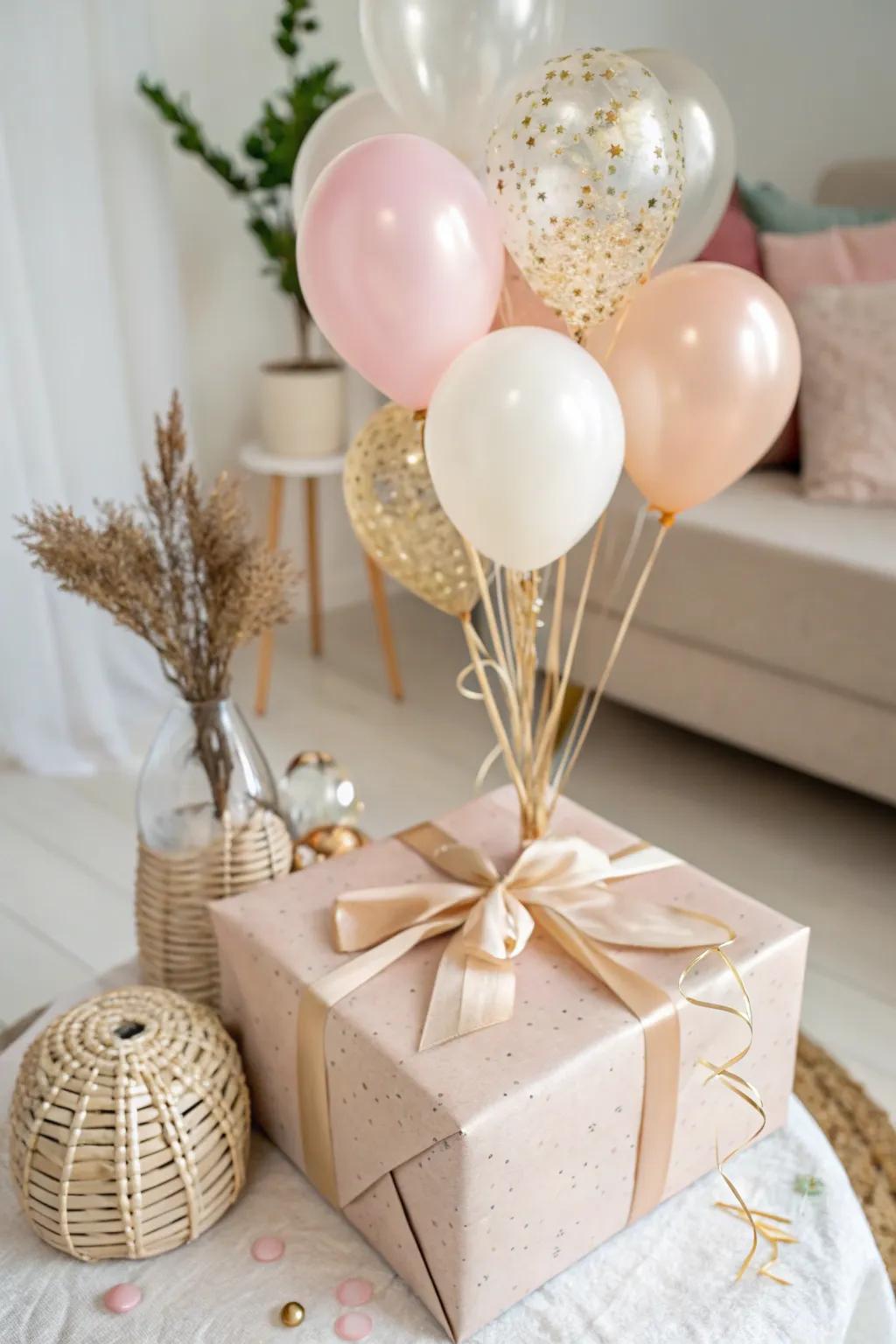 Elevate your gift-giving with a charming balloon bouquet surprise!