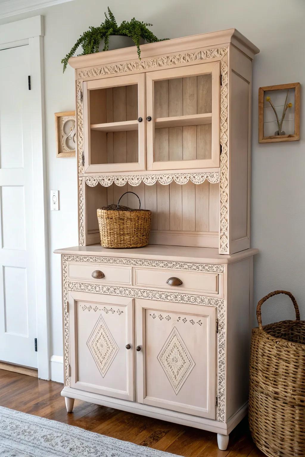 Transform your vintage hutch with elegant trim—where simplicity meets craftsmanship.