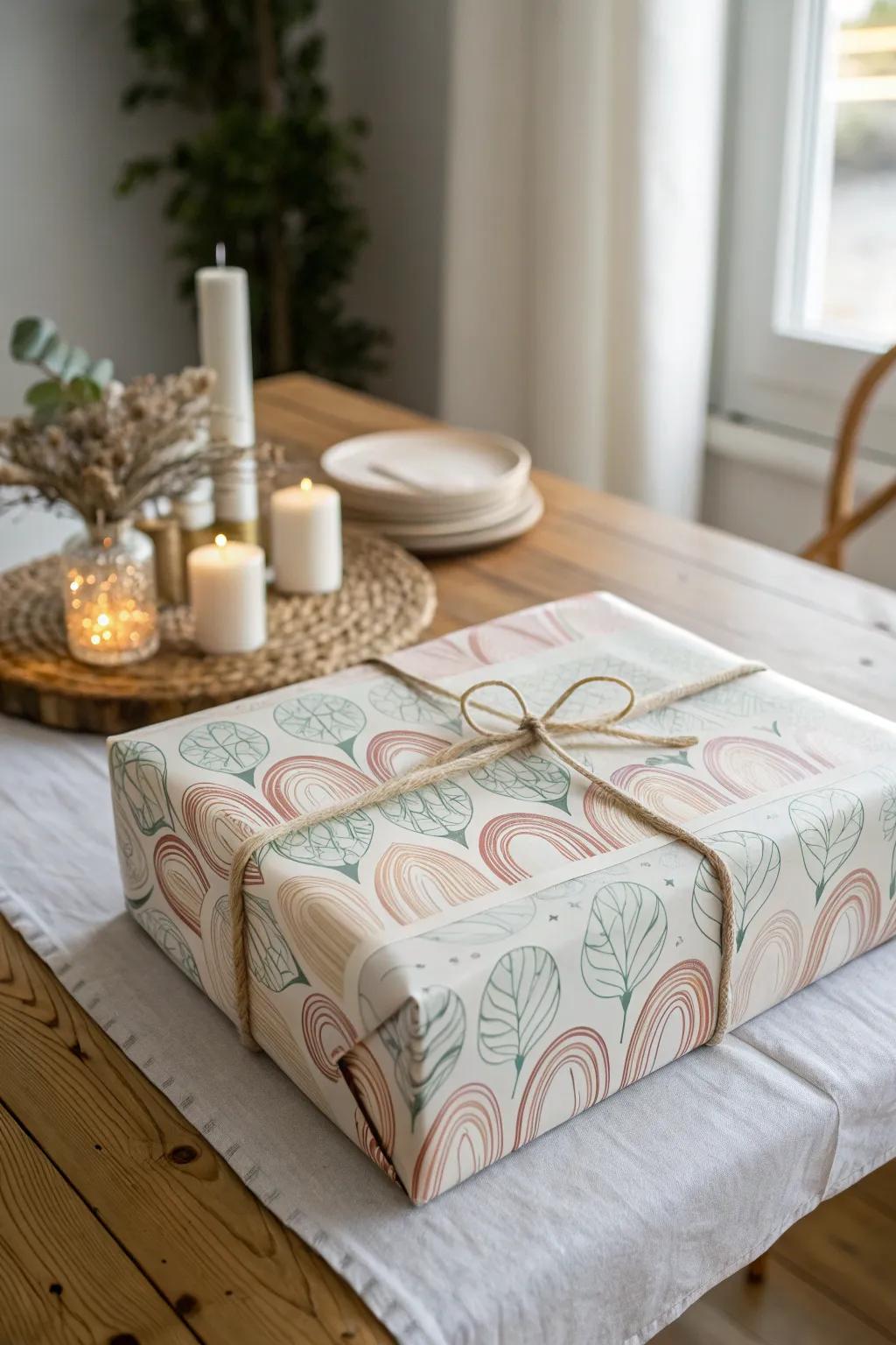 Elevate your gift-giving with the elegance of vinyl tablecloth wrapping—perfect for those who cherish simplicity and style.