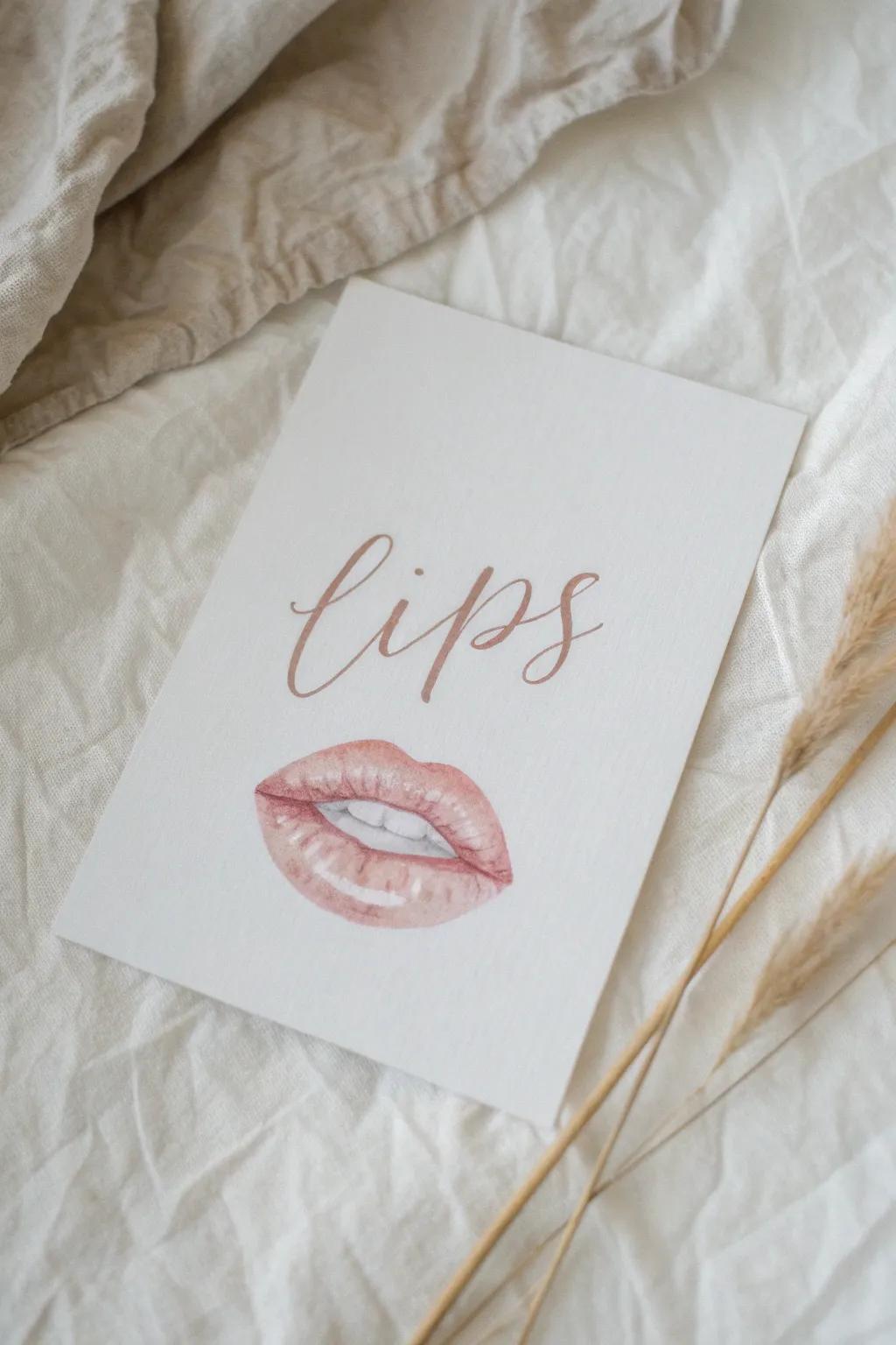 Elevate your space with the serene beauty of artful lips and words.