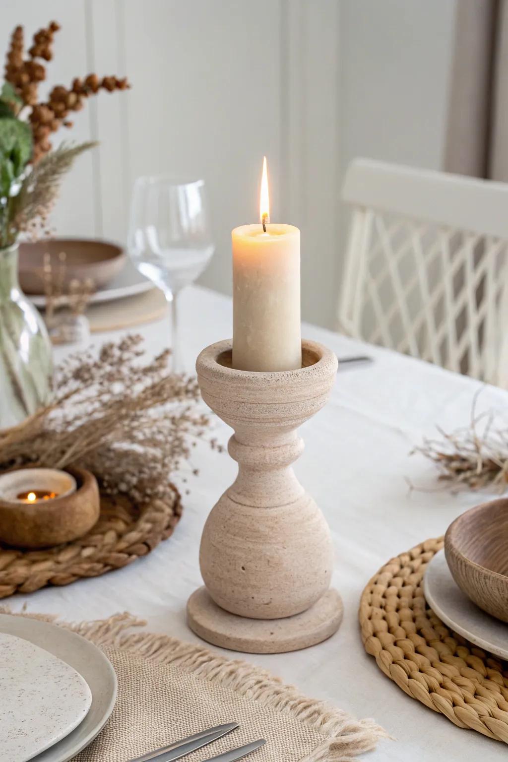 Illuminate your space with handmade elegance: DIY clay candle holders that blend minimalist charm with bohemian warmth.