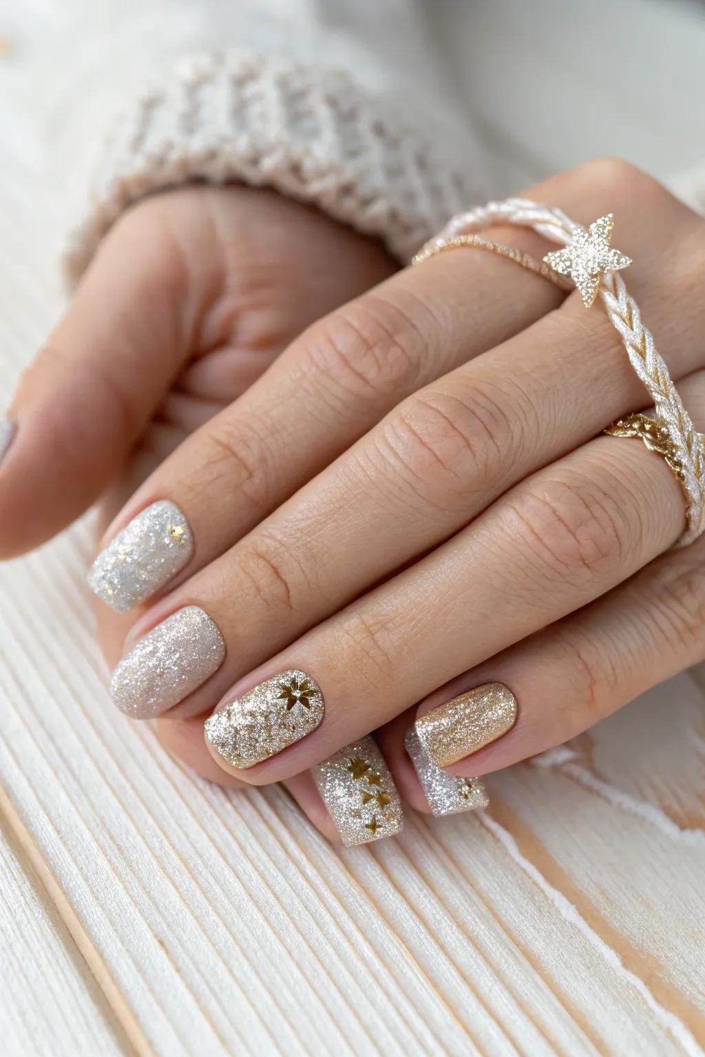 Embrace the sparkle and shine with textured treasures for your nails. 🌿✨