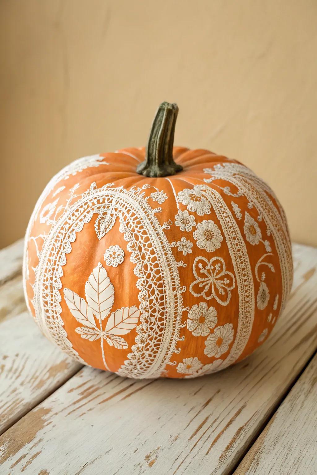 Transform your fall decor with a touch of vintage elegance and lace artistry.
