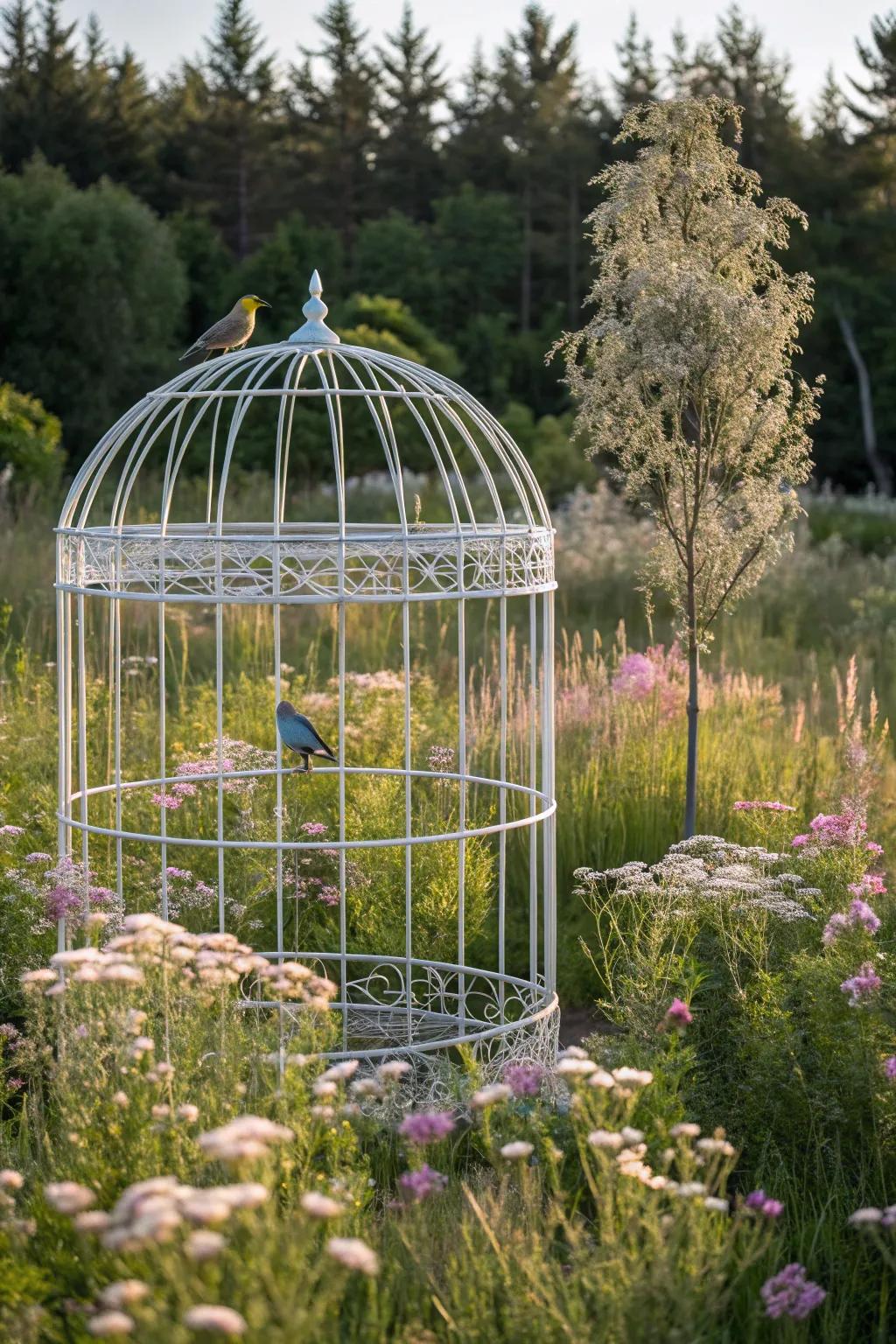 Embrace simplicity and elegance with a minimalist wireframe aviary – where nature and design meet.