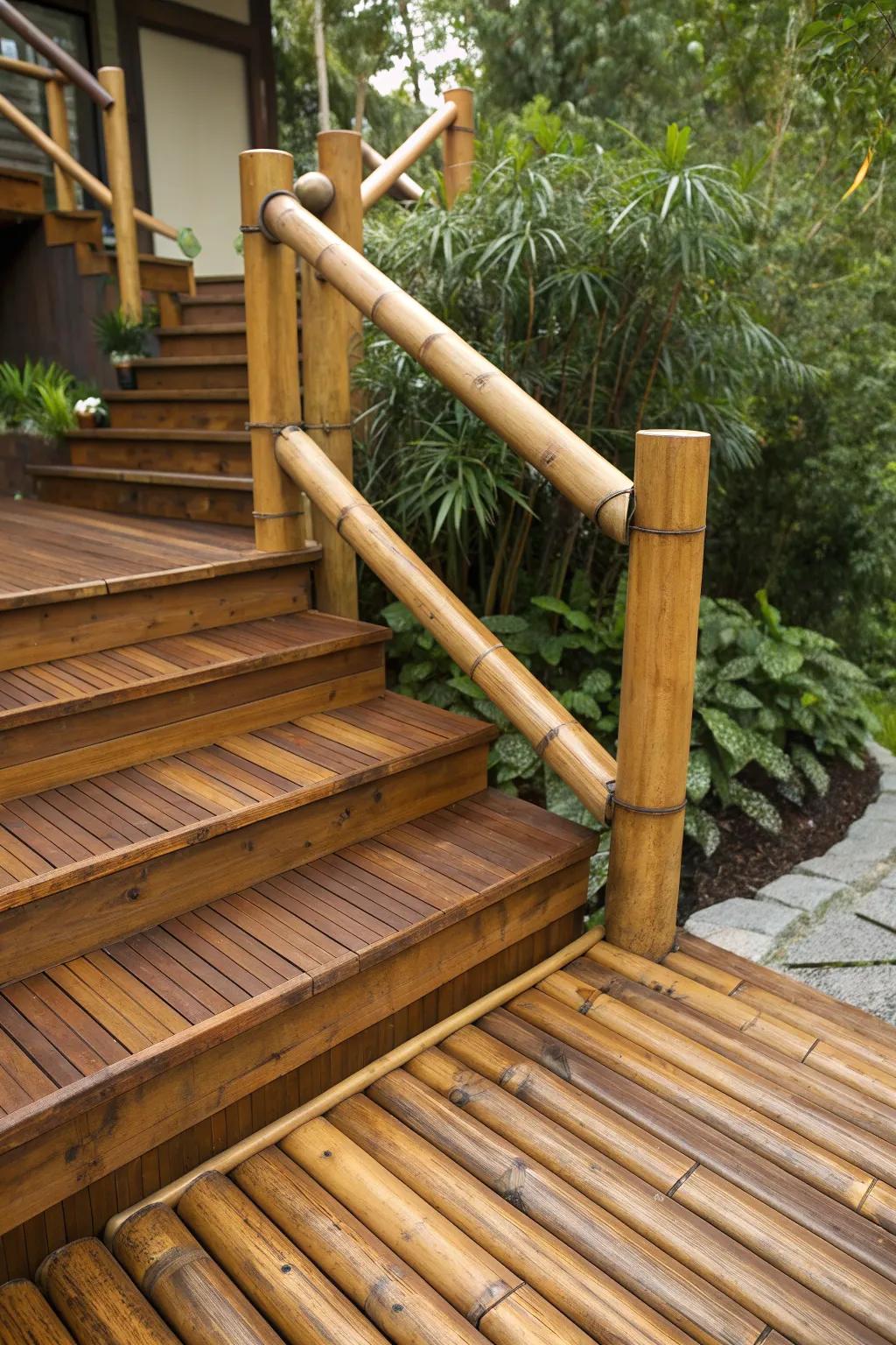 Step into Tropical Elegance with Bamboo Deck Stairs