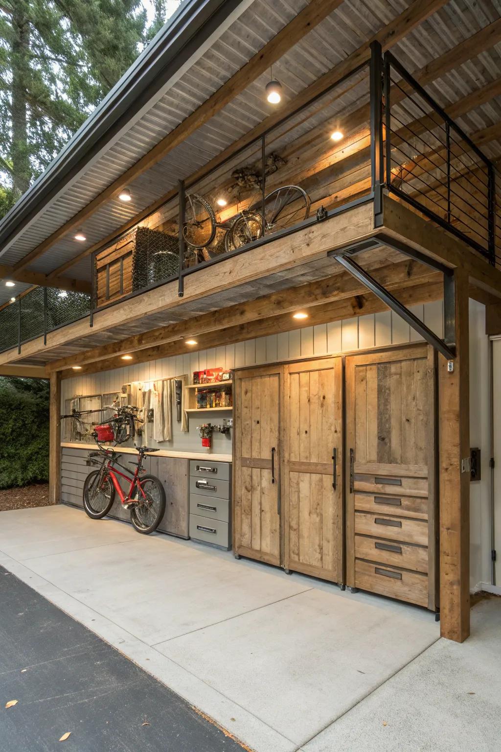 Reclaimed materials lend a unique charm to your storage solutions.