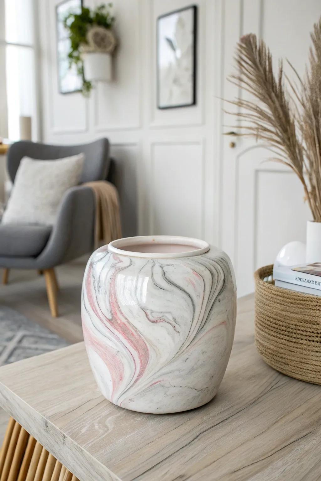 Elevate your space with the timeless elegance of a marble-effect pot, where craftsmanship meets minimalist charm.