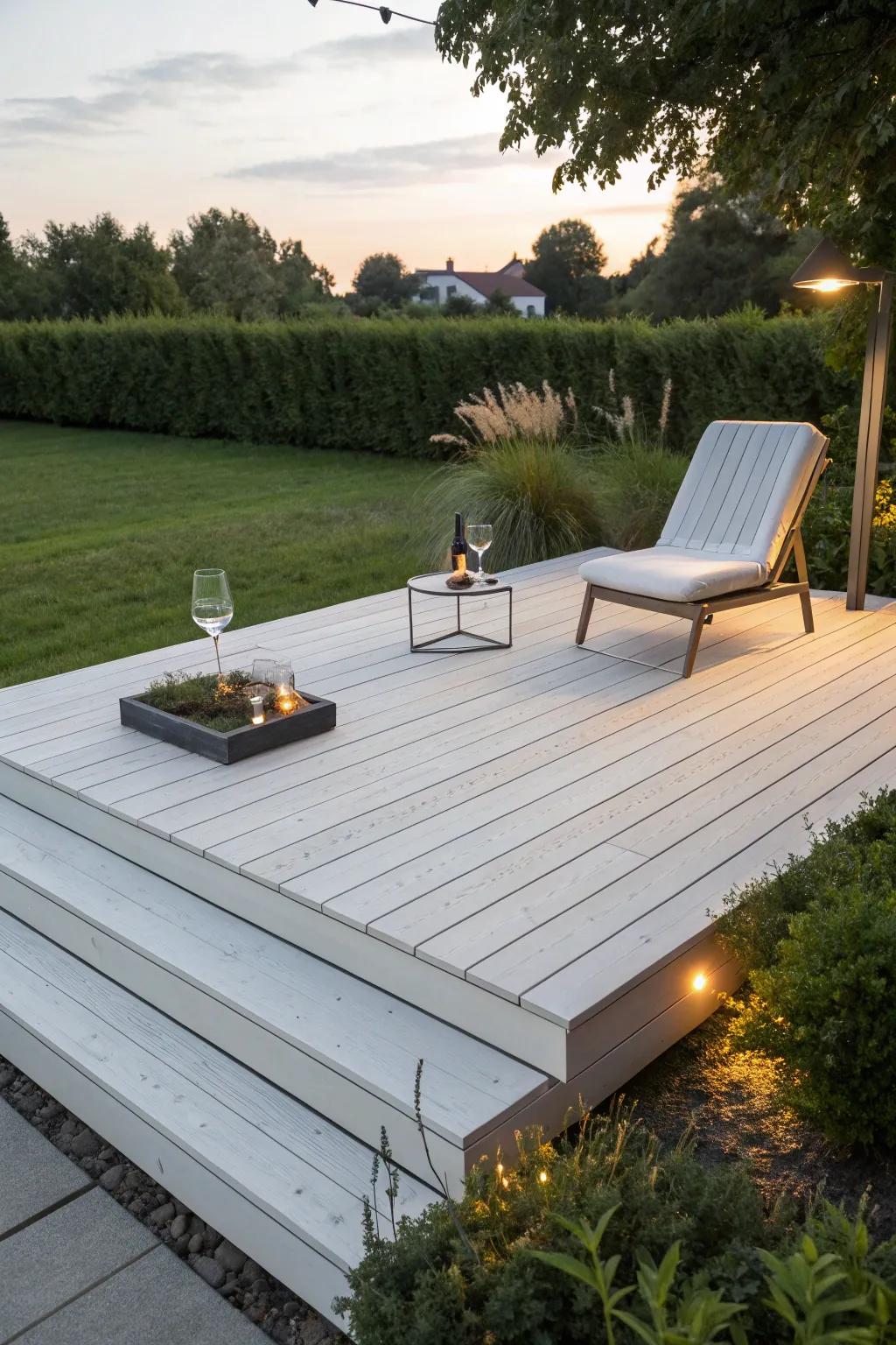 Elevate your outdoor space with this minimalist pallet deck—where simplicity meets modern elegance.